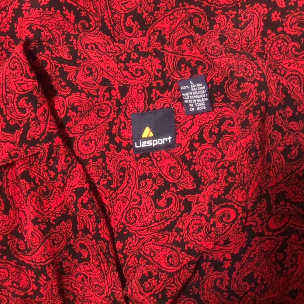 Chic Red Patterned Women's Blouse - image 5